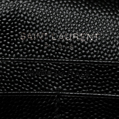 Saint Laurent Grain De Poudre Matelasse Chevron Monogram Monochrome Chain Wallet Black 6 of 10