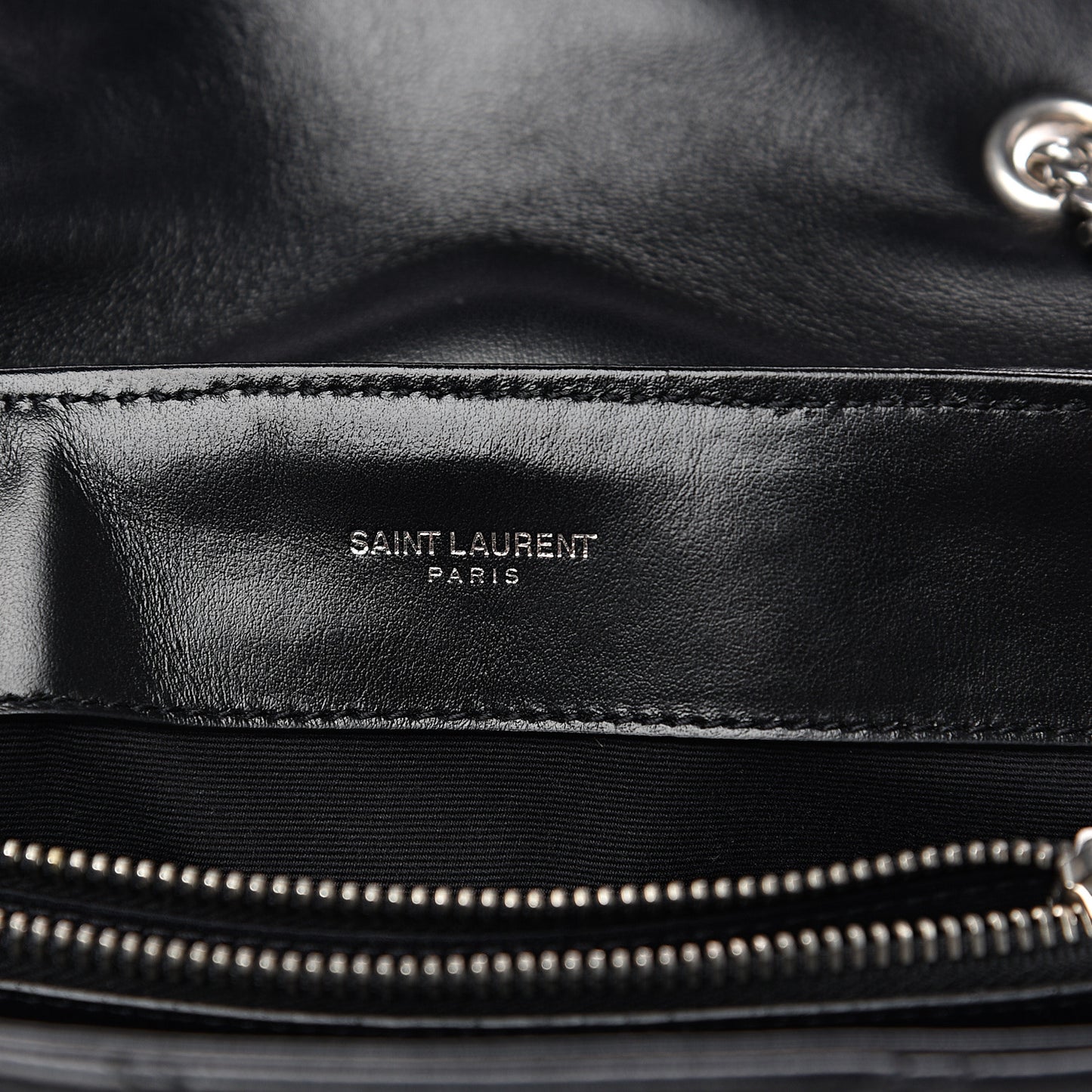 Calfskin Y Quilted Studded Monogram Small Loulou Chain Satchel Black