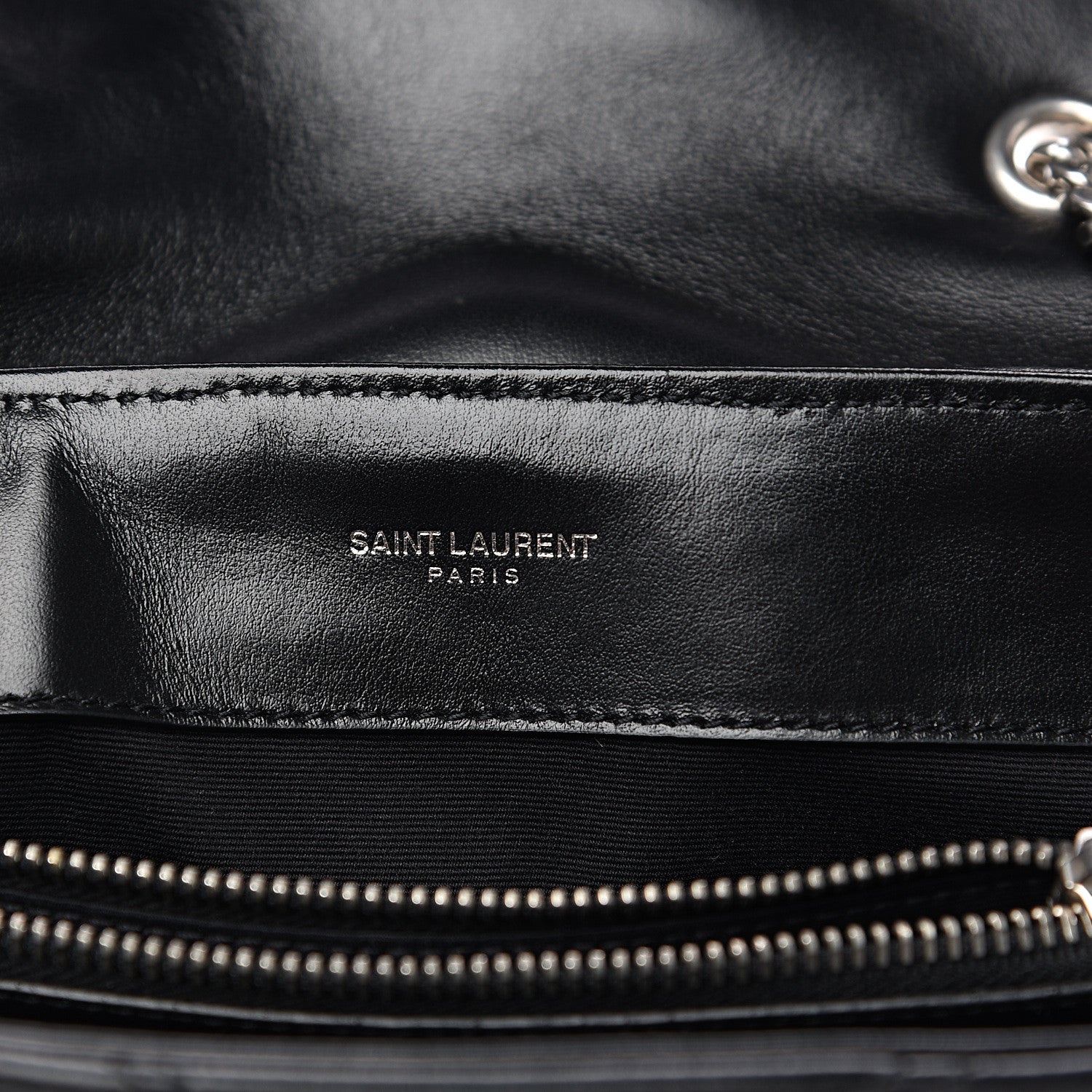 Saint Laurent Calfskin Y Quilted Studded Monogram Small Loulou Chain Satchel Black 5 of 11