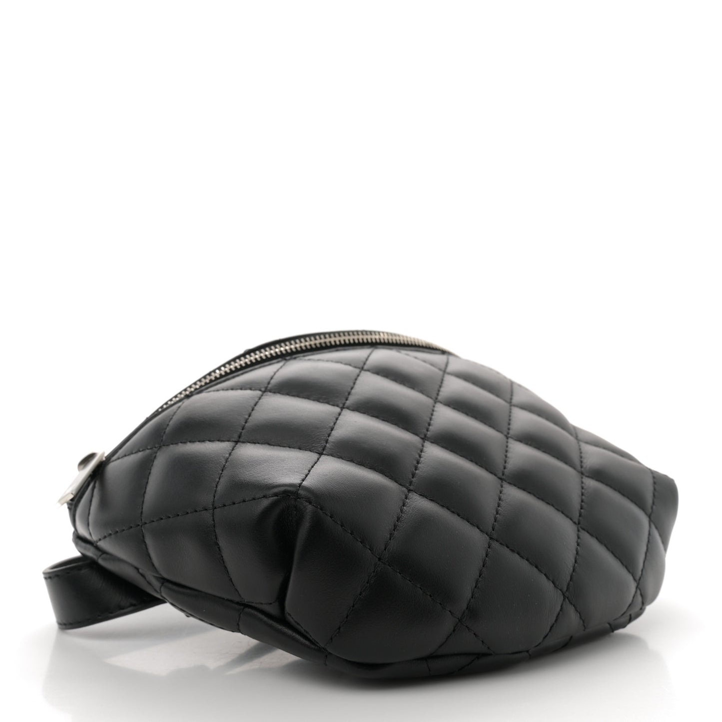 Lambskin Quilted Waist Belt Bag Black
