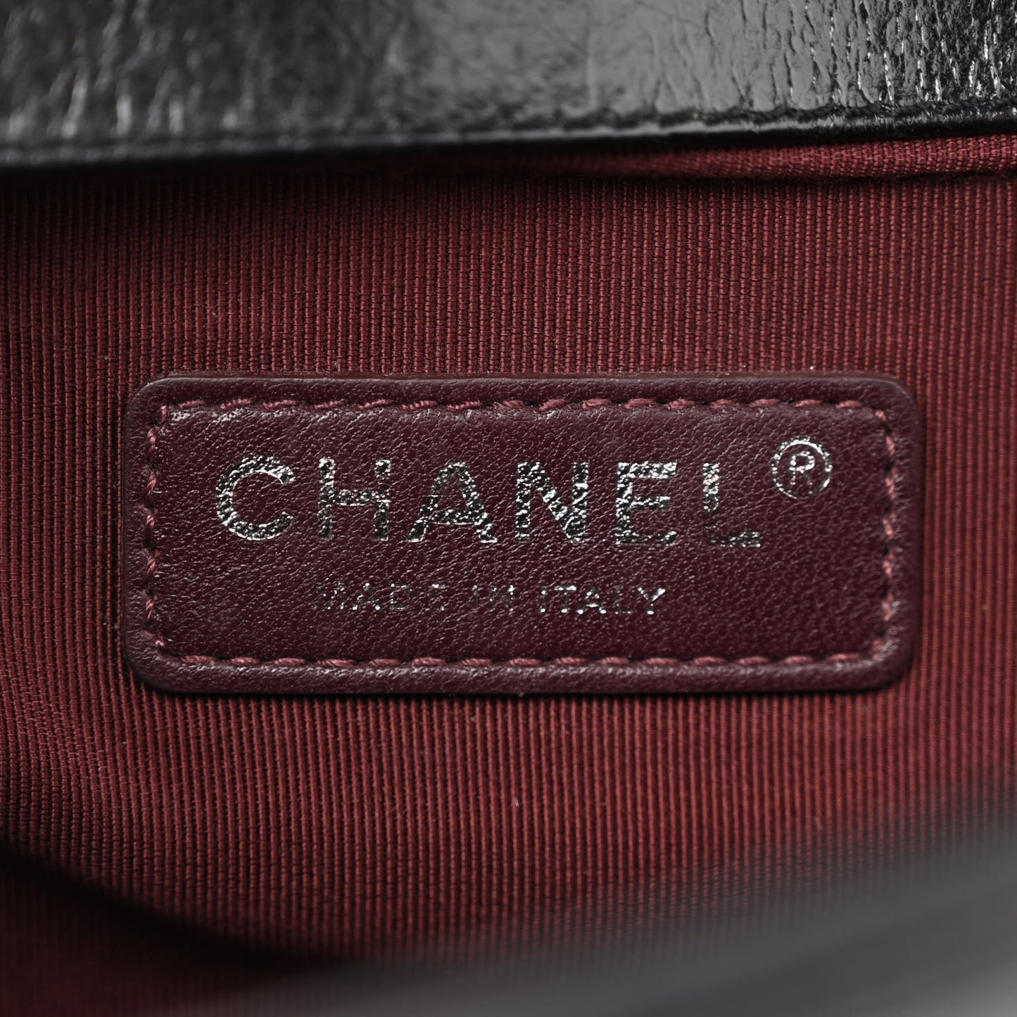 Glazed Calfskin Quilted Medium Chain Around Boy Flap Black