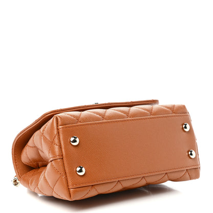 Chanel Caviar Quilted Extra Mini Coco Handle Flap Light Brown 4 of 9