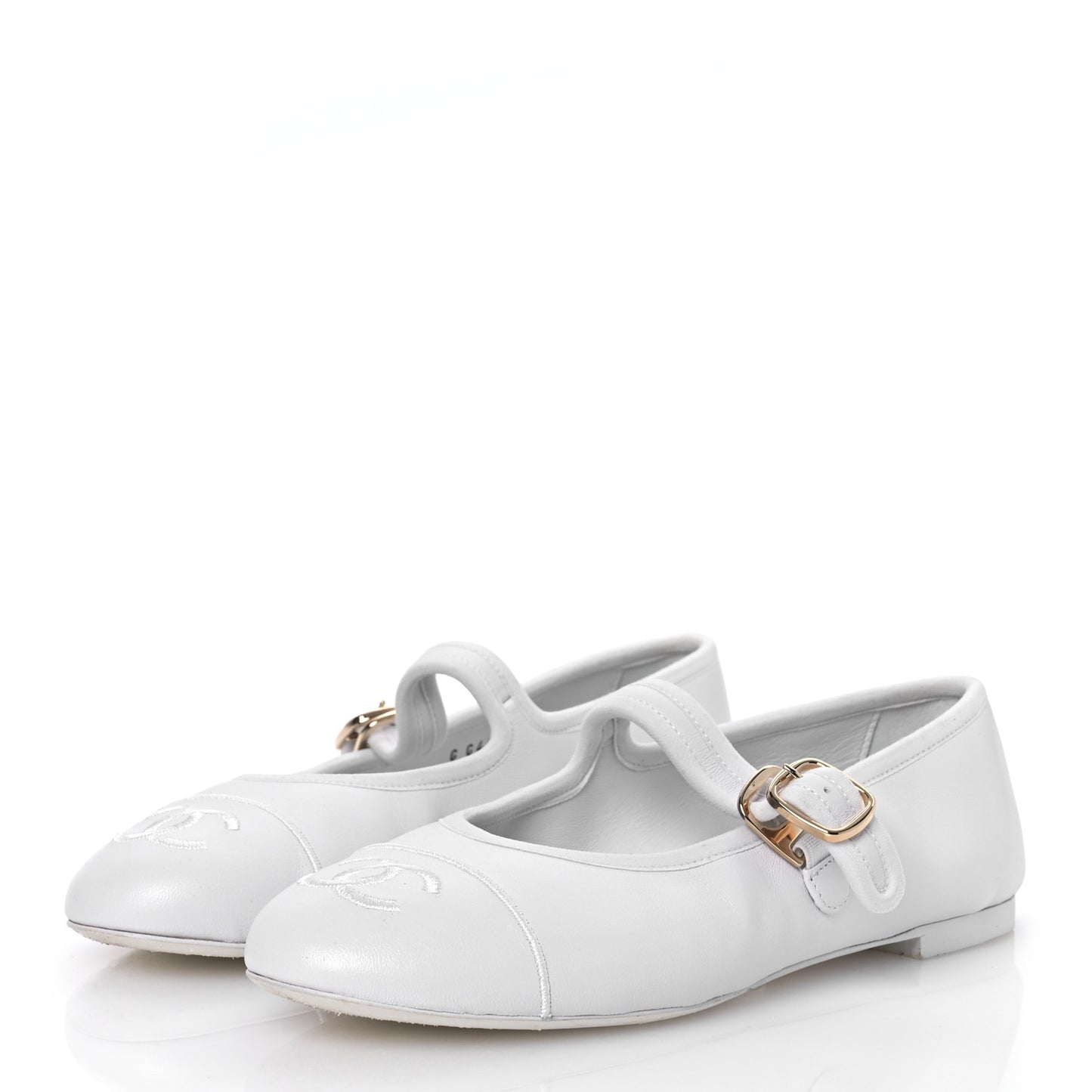 Lambskin Mary Jane Flats 37 White