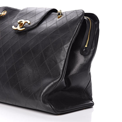 Chanel Calfskin Stitched XL Weekender Black 15 of 25