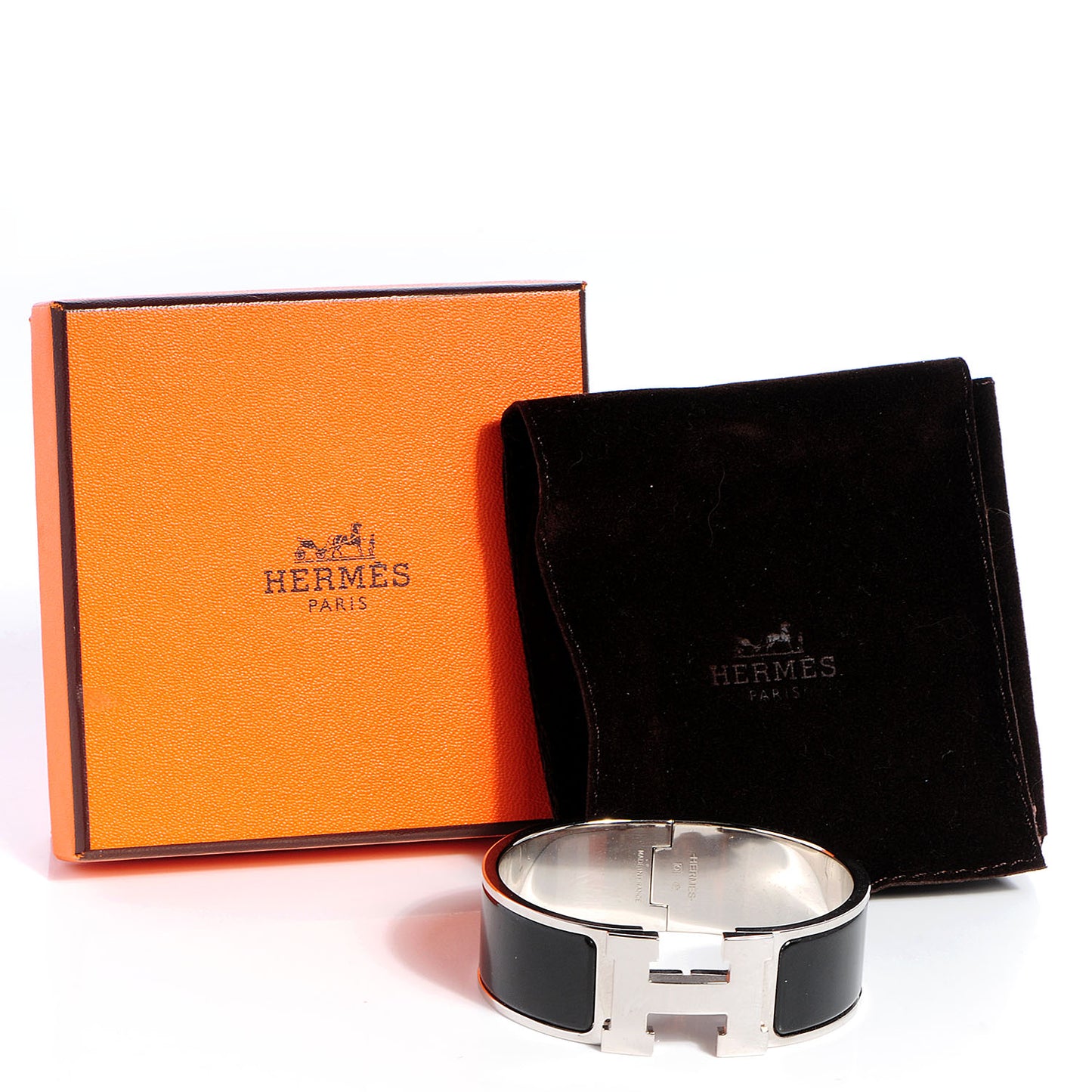 Enamel Wide Clic Clac H Bracelet PM Black