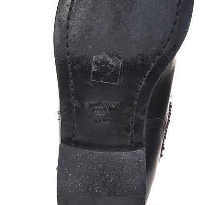 Saint Laurent Smooth Calfskin Studded Light Bowling Boots 36.5 Black 6 of 11