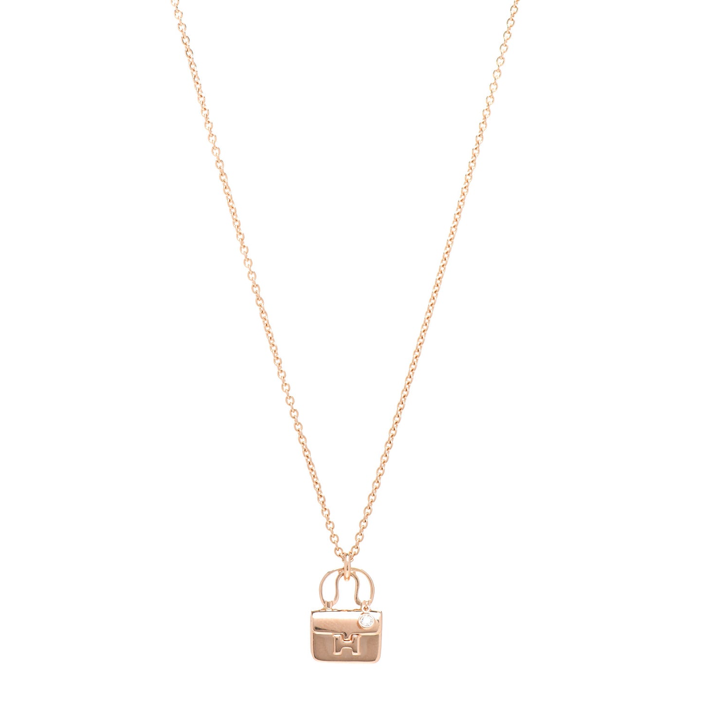 18K Rose Gold Diamond Constance Amulette Charm Pendant Necklace