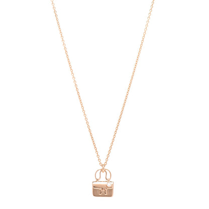 Hermes 18K Rose Gold Diamond Constance Amulette Charm Pendant Necklace 1 of 5