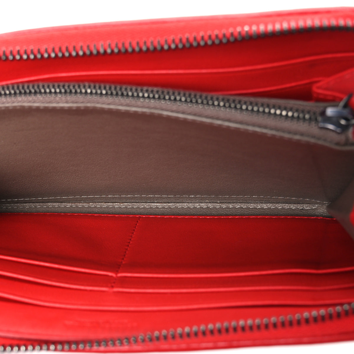 Nappa Intrecciato Zip Around Wallet Red