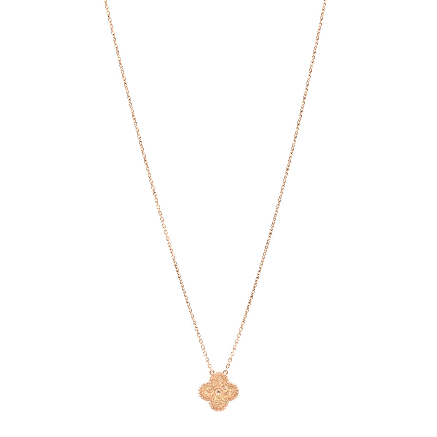 Van Cleef & Arpels 18K Rose Gold Vintage Alhambra Pendant Necklace 1 of 6