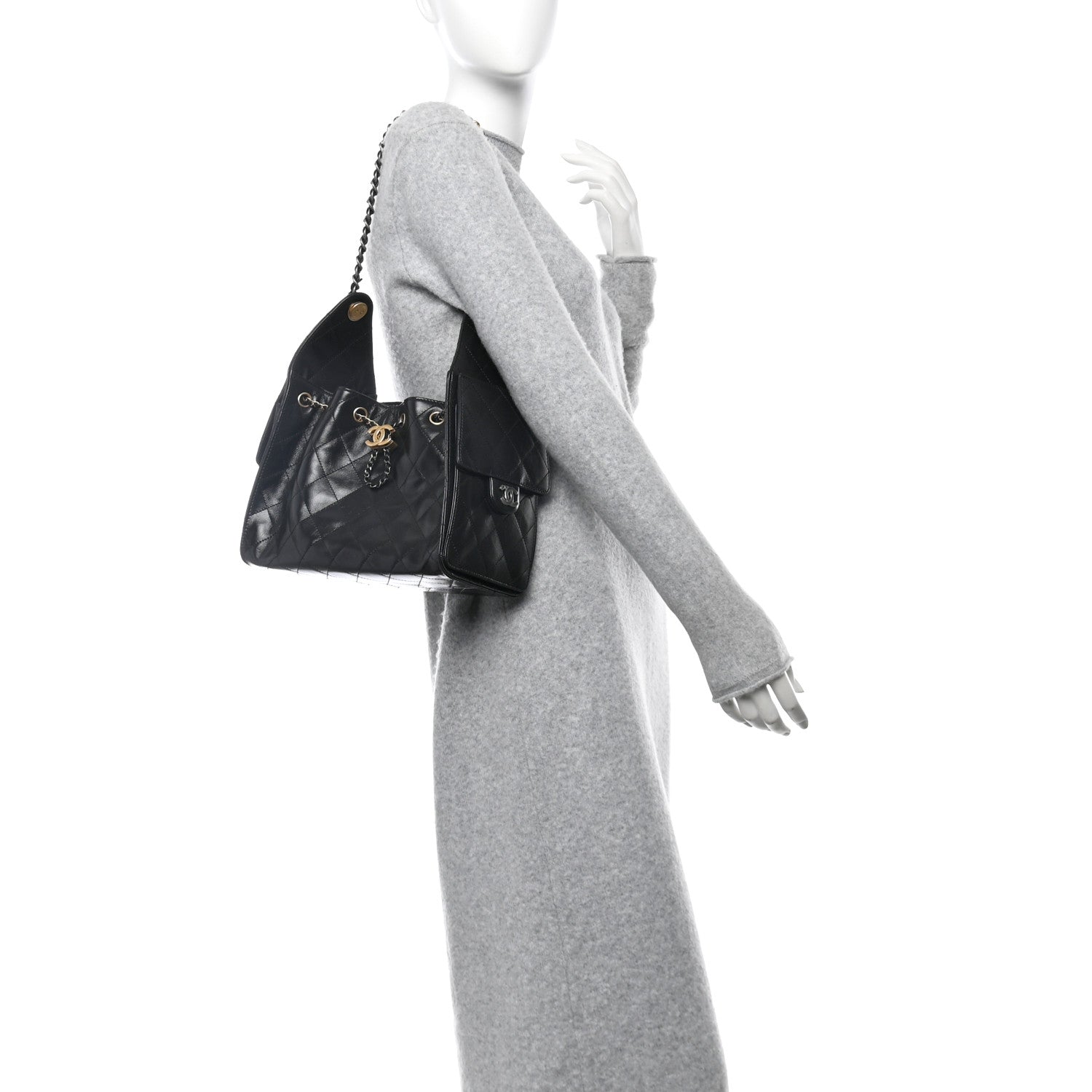 Chanel Shiny Crumpled Calfskin Quilted Small Chanel 25 Handbag Black 2 of 10