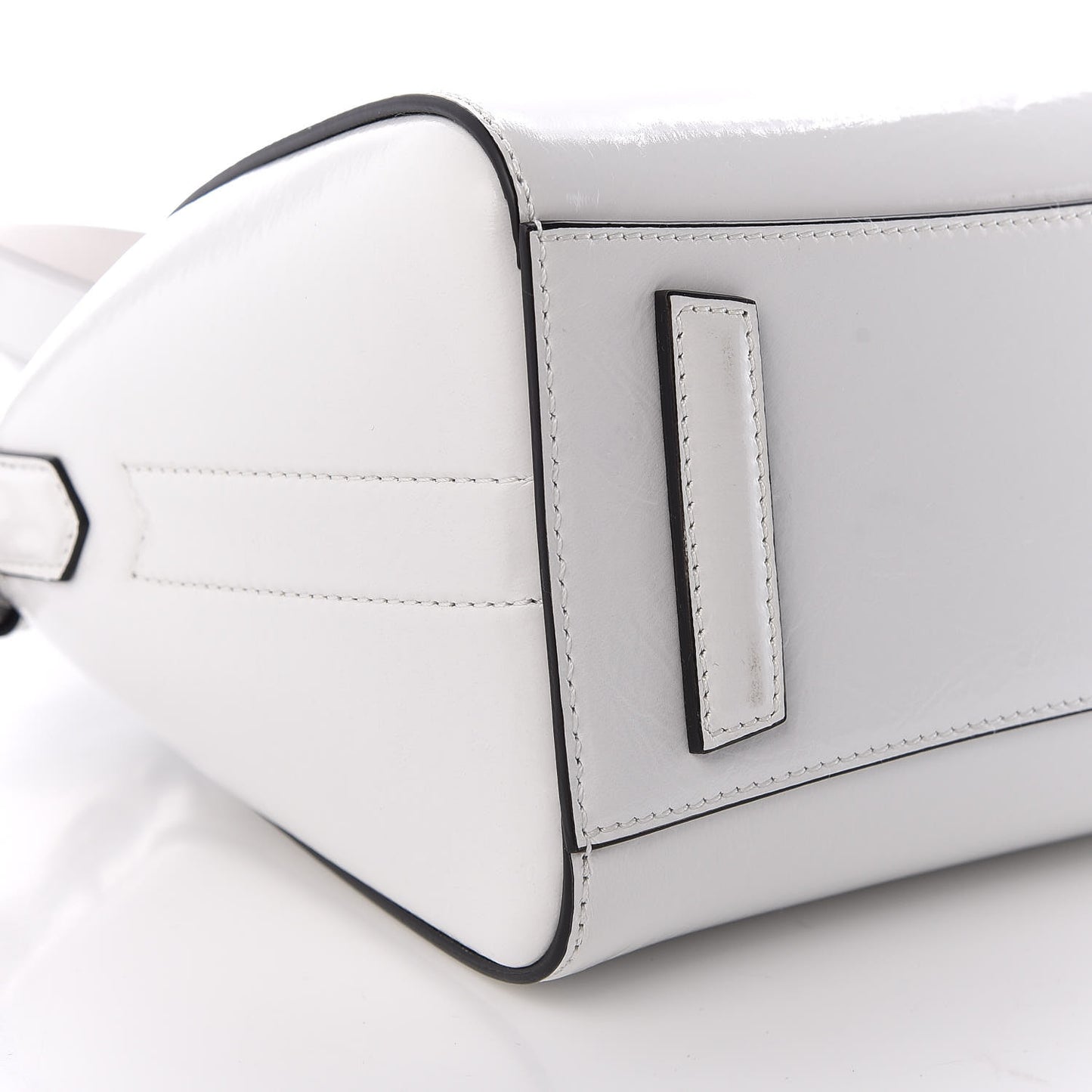 Crinkled Patent Calfskin Mini Antigona White