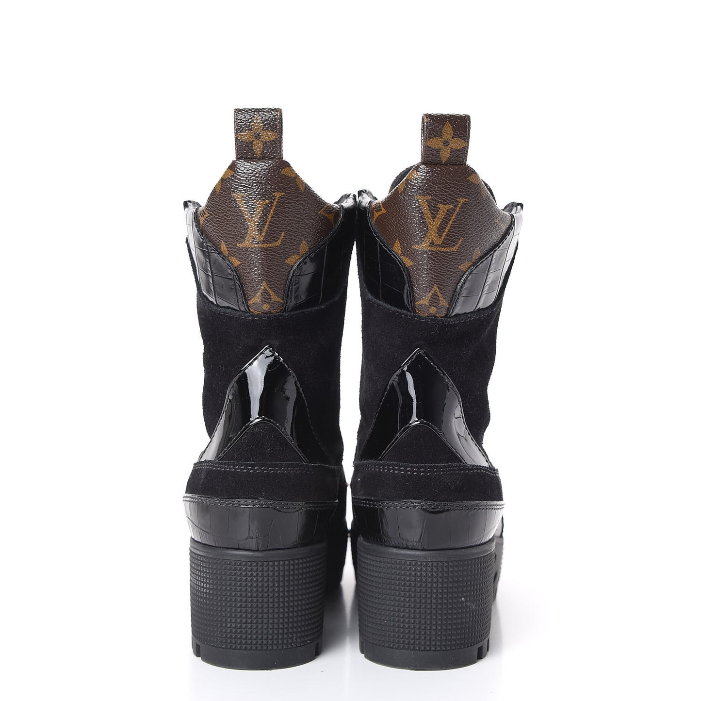 Suede Calfskin Monogram Laureate Platform Desert Boots 36 Black