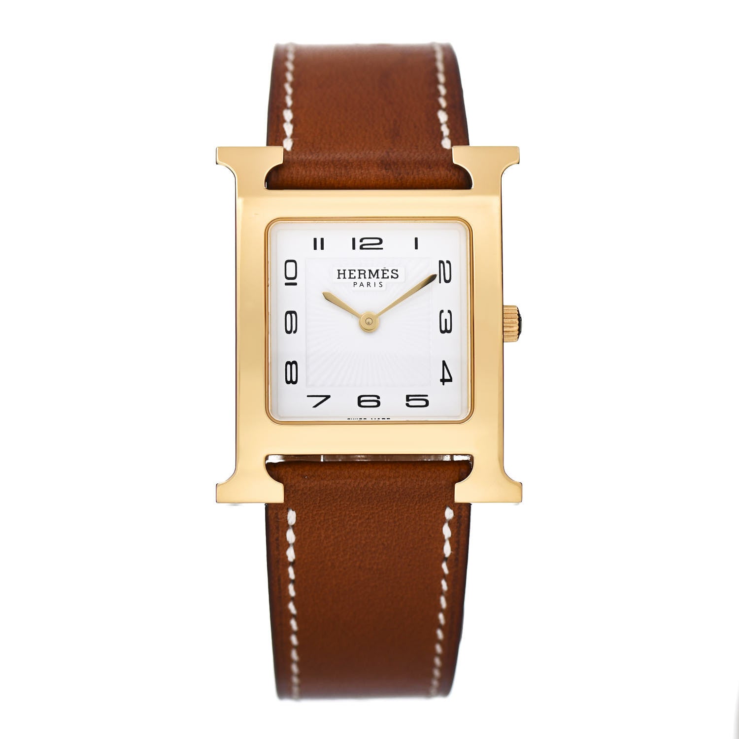 Hermes Stainless Steel Barenia 26mm Heure H Hour Quartz Watch Fauve 1 of 5
