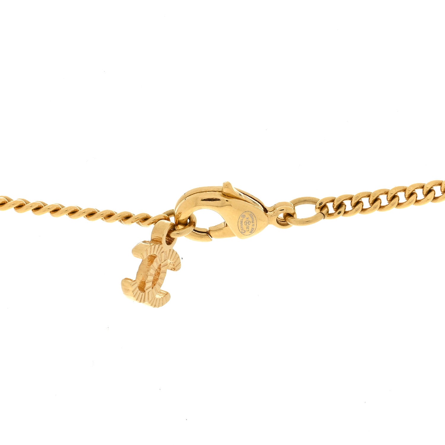 Chanel Crystal Pearl CC Drop Necklace Gold 4 of 4