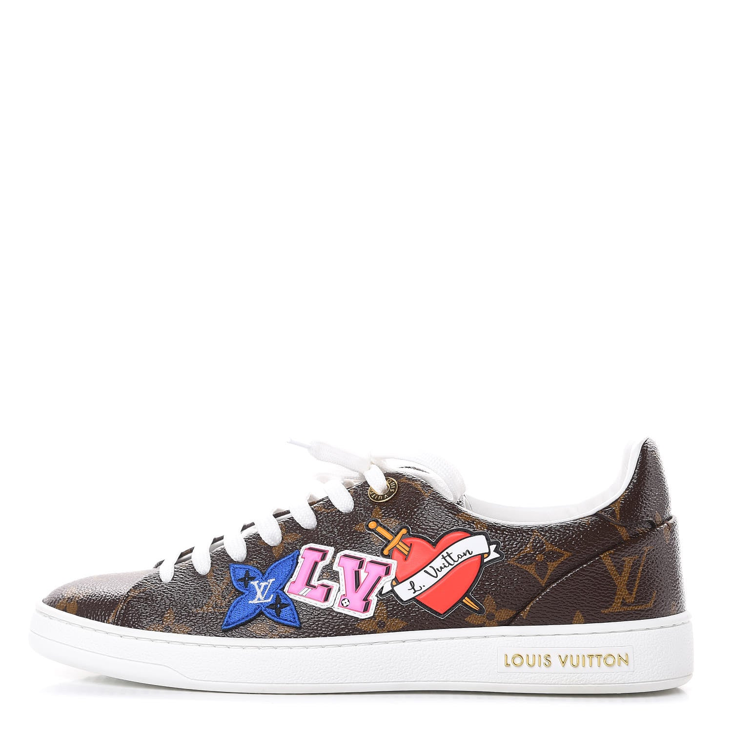 Louis Vuitton Calfskin Monogram LV Black Heart Sneakers 37.5 Cacao 1 of 9