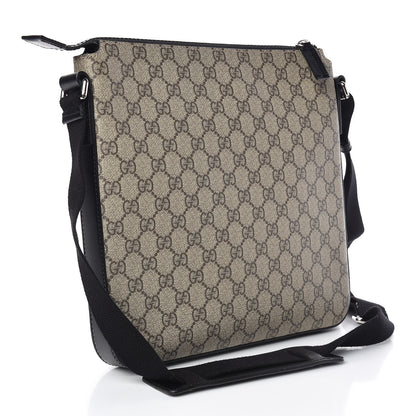 Gucci GG Supreme Monogram Flat Messenger Bag Black 3 of 10