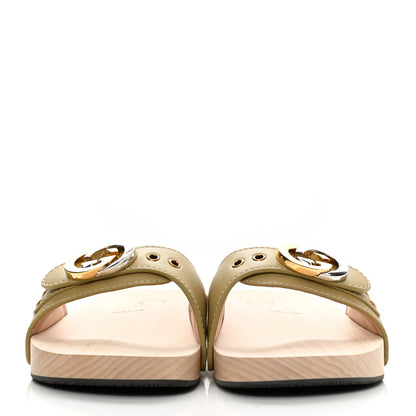 Gucci Calfskin Interlocking G Slide Sandals 39 Diagonal Beige 2 of 9