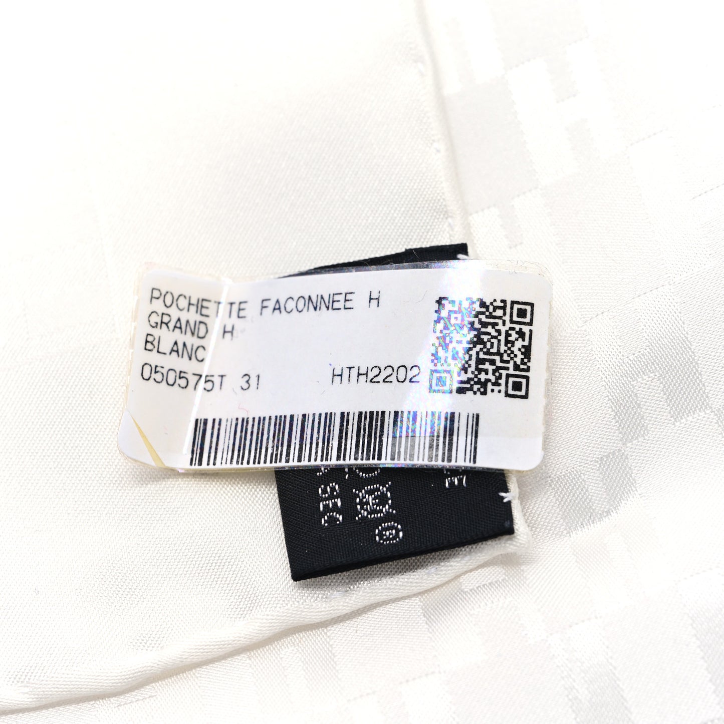 Silk Faconnee Grand H Pocket Square Scarf 45 White