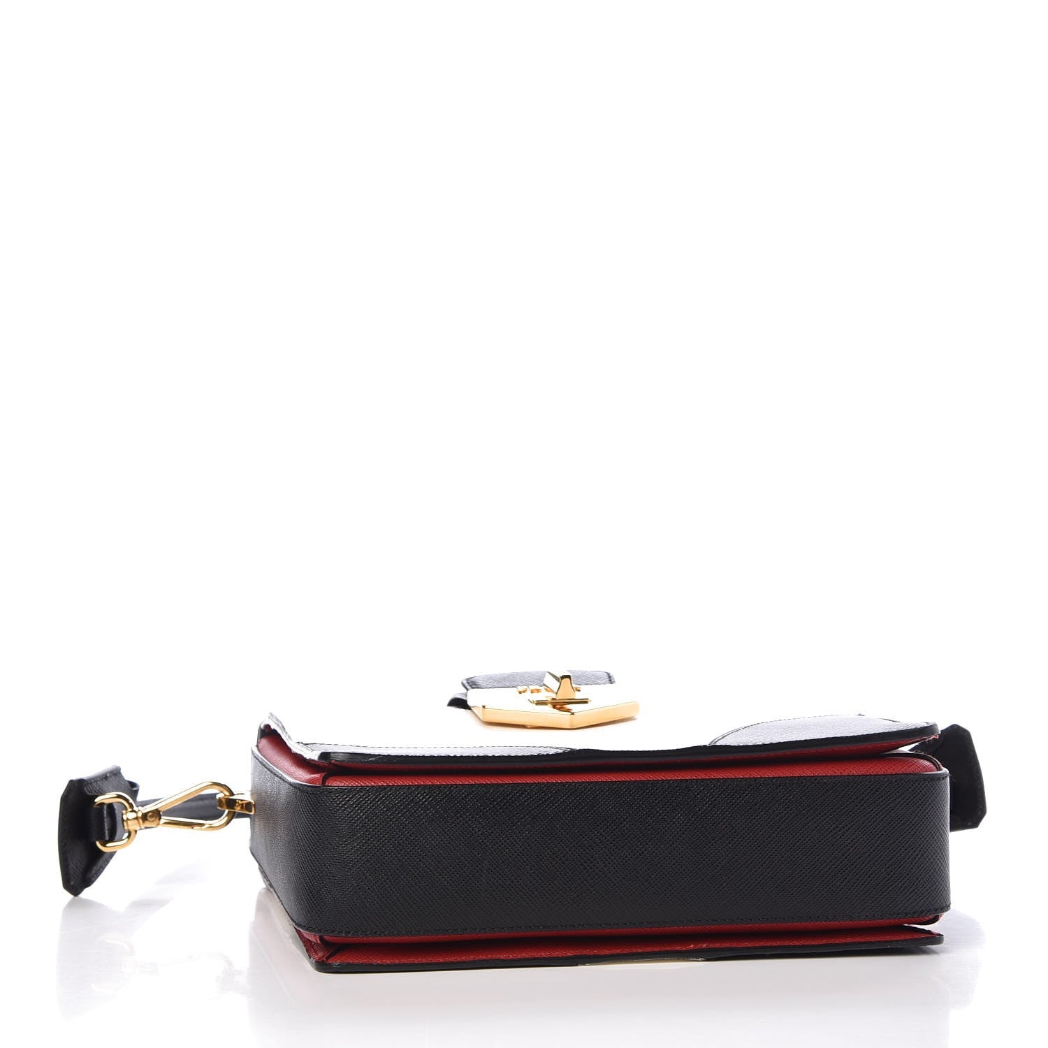 Prada Saffiano Shoulder Bag Black White 5 of 10