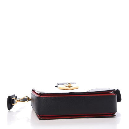 Prada Saffiano Shoulder Bag Black White 5 of 10