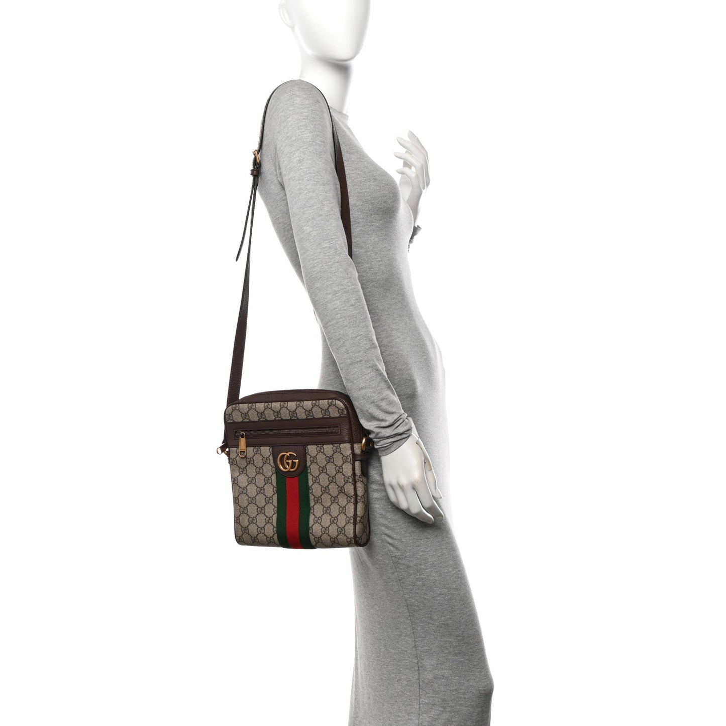 GG Supreme Monogram Web Small Ophidia Messenger Bag Brown