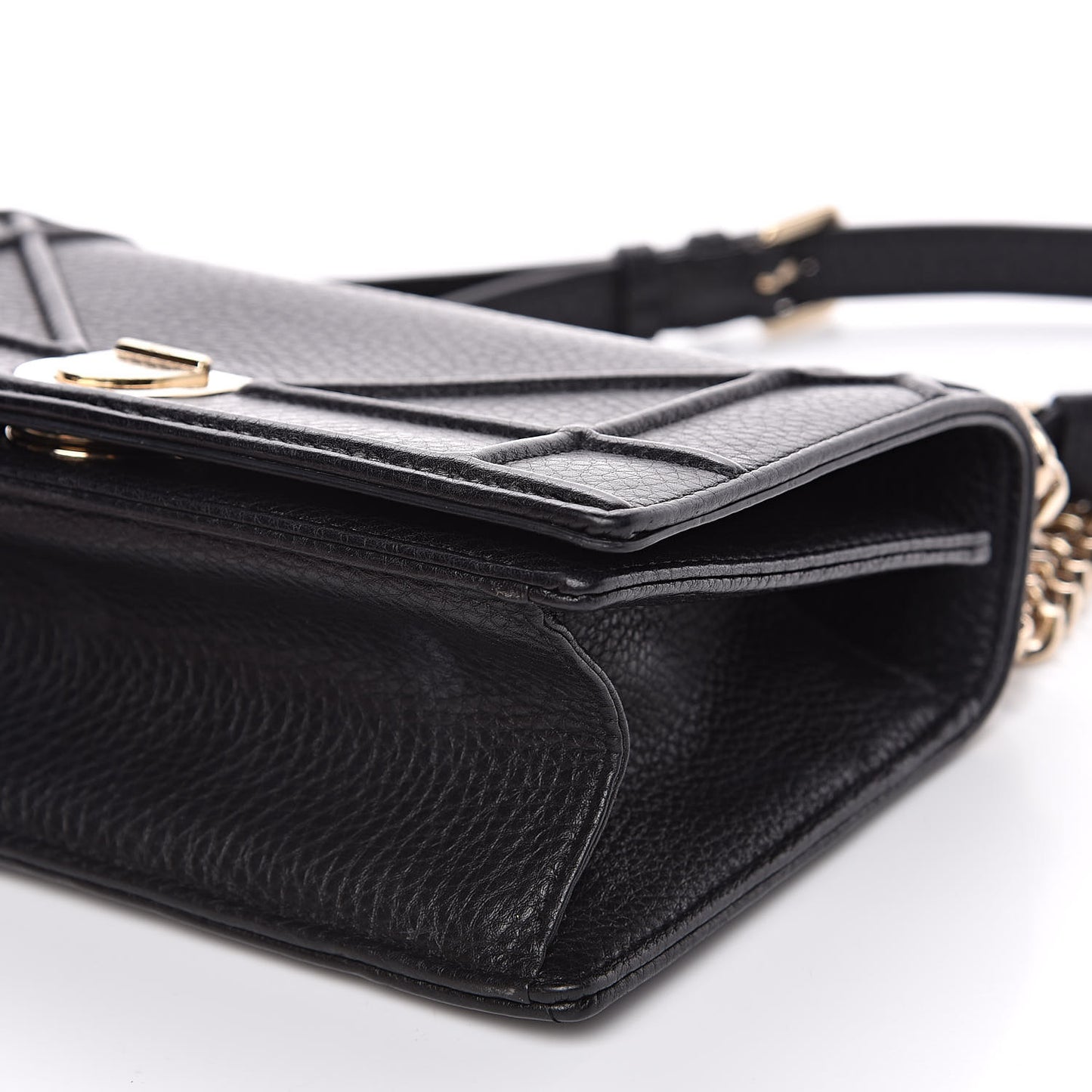 Grained Calfskin Small Diorama Flap Bag Black