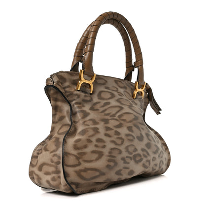 Chloe Calfskin Leopard Print Medium Marcie Satchel Brown 3 of 10