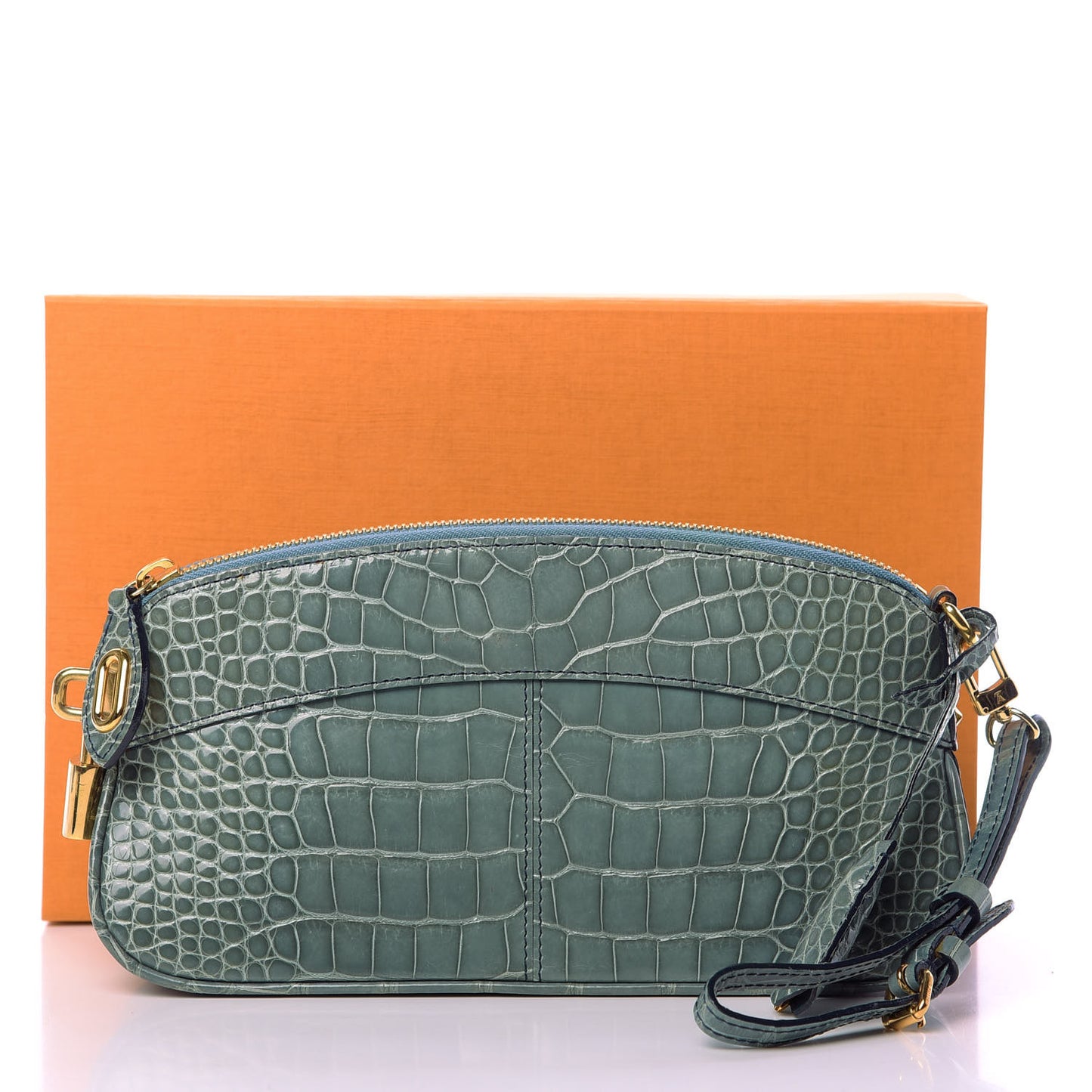 Crocodile Lockit Clutch Blue