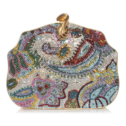 Judith Leiber Crystal Paisley Arabian Nights Minaudiere Clutch Gold 1 of 9