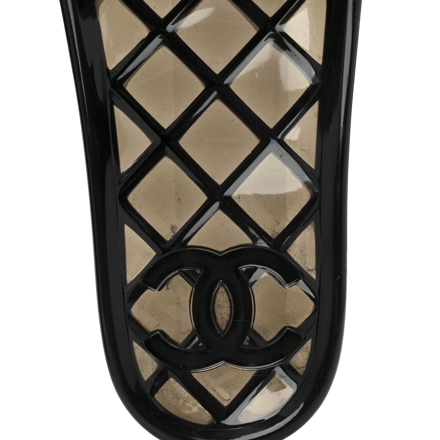 PVC Transparent CC Flat Slide Sandals 39 Black