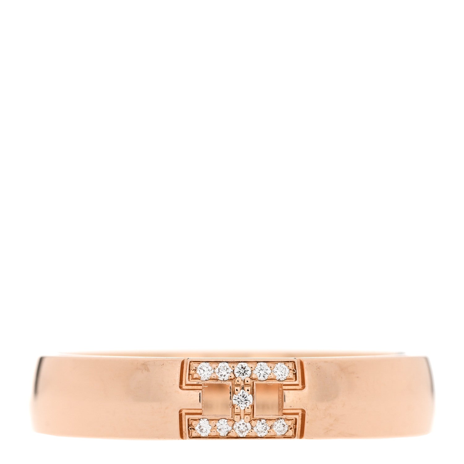 Hermes 18K Rose Gold Diamond Ever Herakles Wedding Band Ring 49 4.75 1 of 7