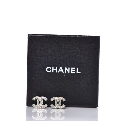 Chanel Crystal Timeless CC Earrings Silver 5 of 5