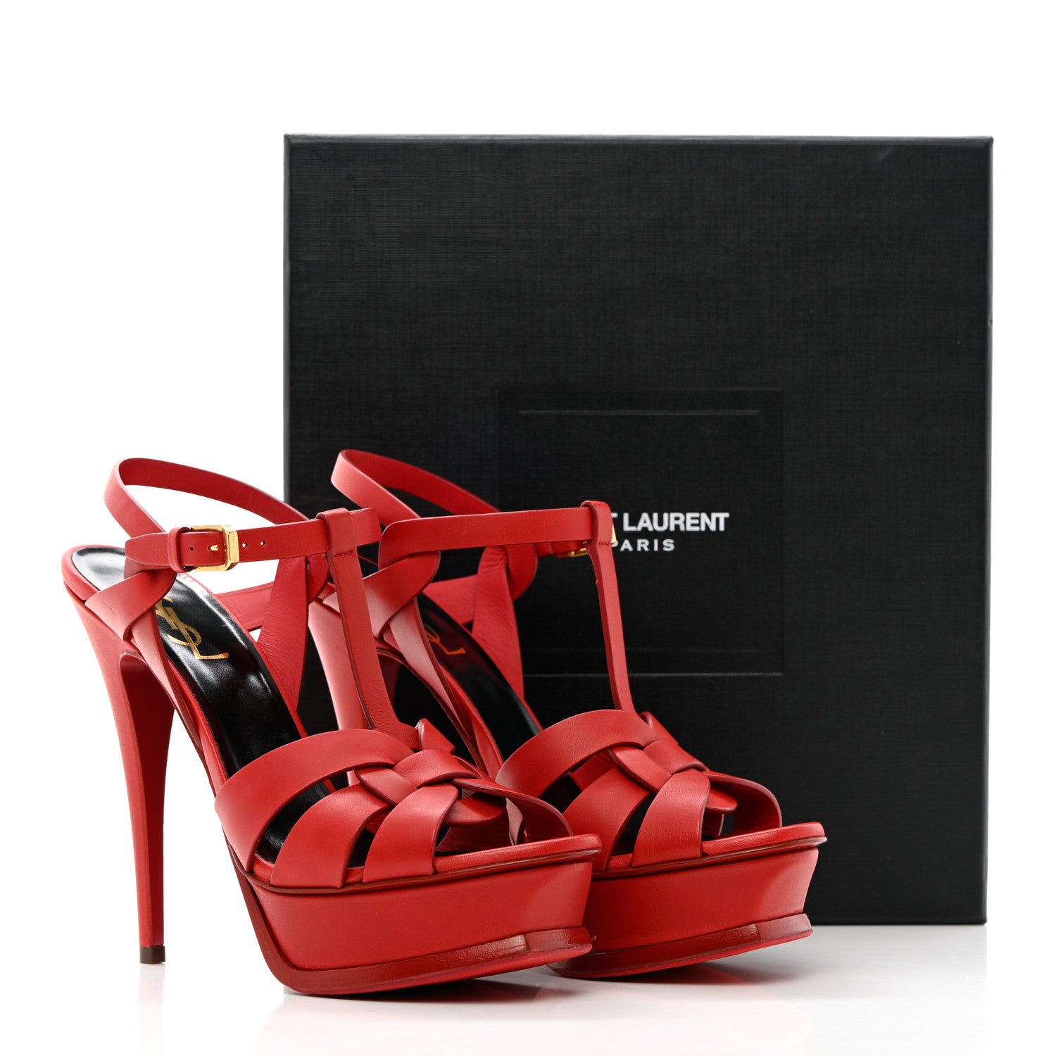 Saint Laurent Calfskin Tribute 105 Platform Sandals 38.5 New Red 14 of 14
