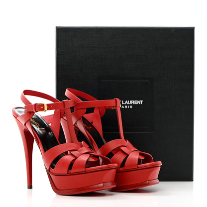 Saint Laurent Calfskin Tribute 105 Platform Sandals 38.5 New Red 14 of 14