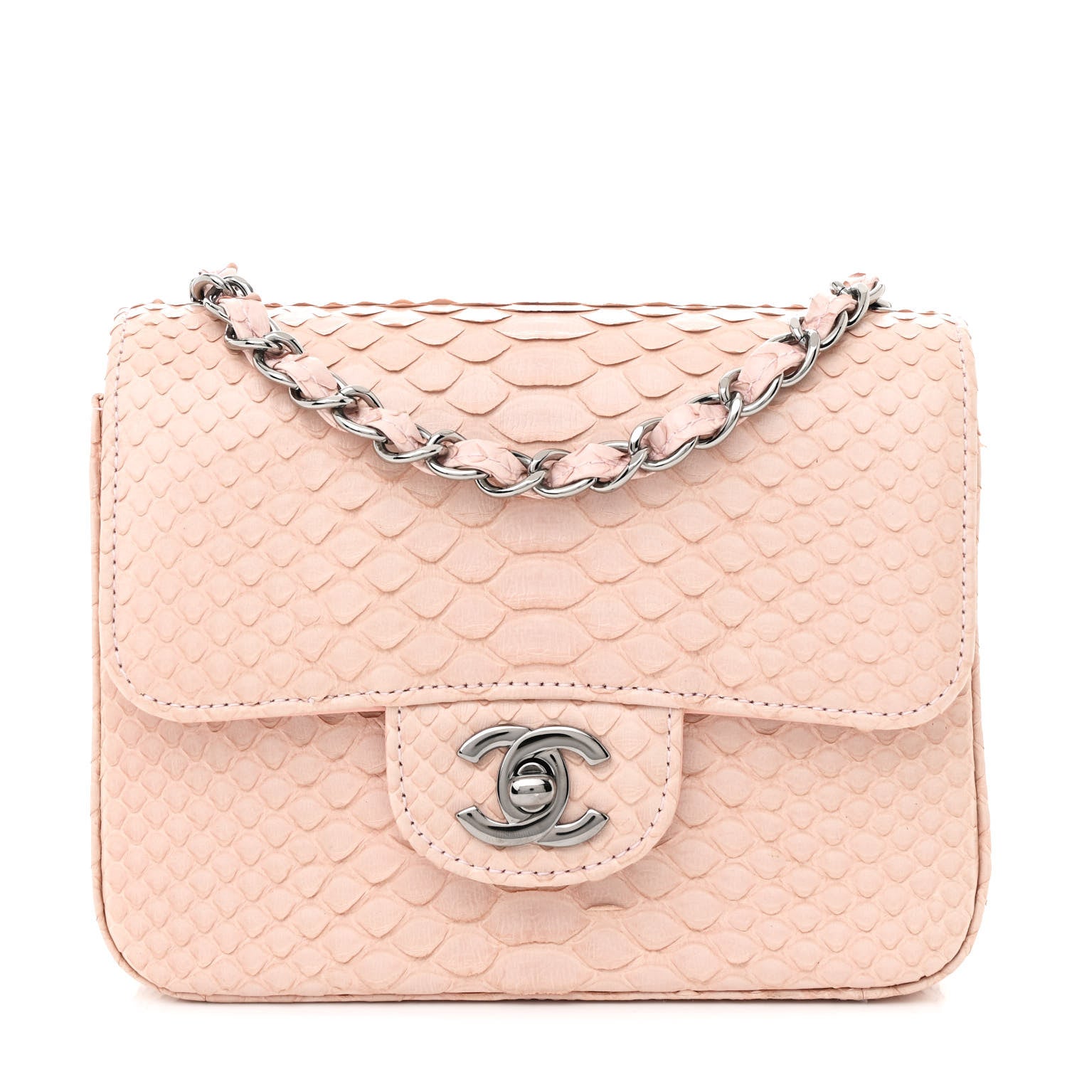 Chanel Snakeskin Mini Square Flap Light Pink 1 of 12
