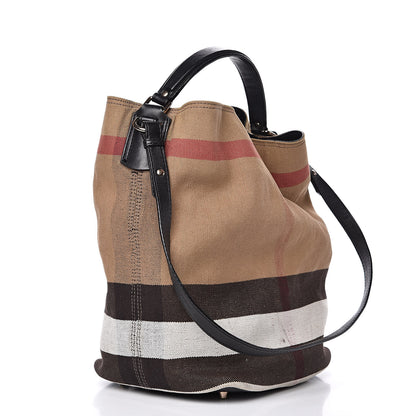 Burberry Canvas Mega Check Medium Ashby Hobo Black 3 of 15