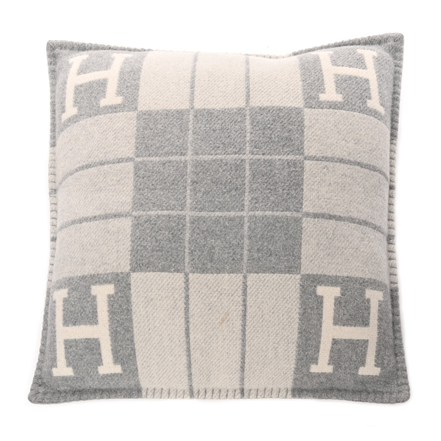 Hermes Wool Cashmere Avalon III Pillow PM Ecru Gris Clair 1 of 4