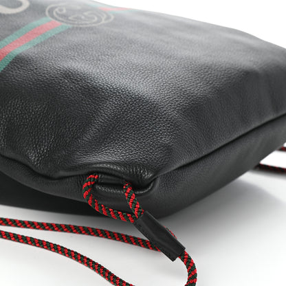 Gucci Calfskin Logo Drawstring Backpack Black 8 of 9