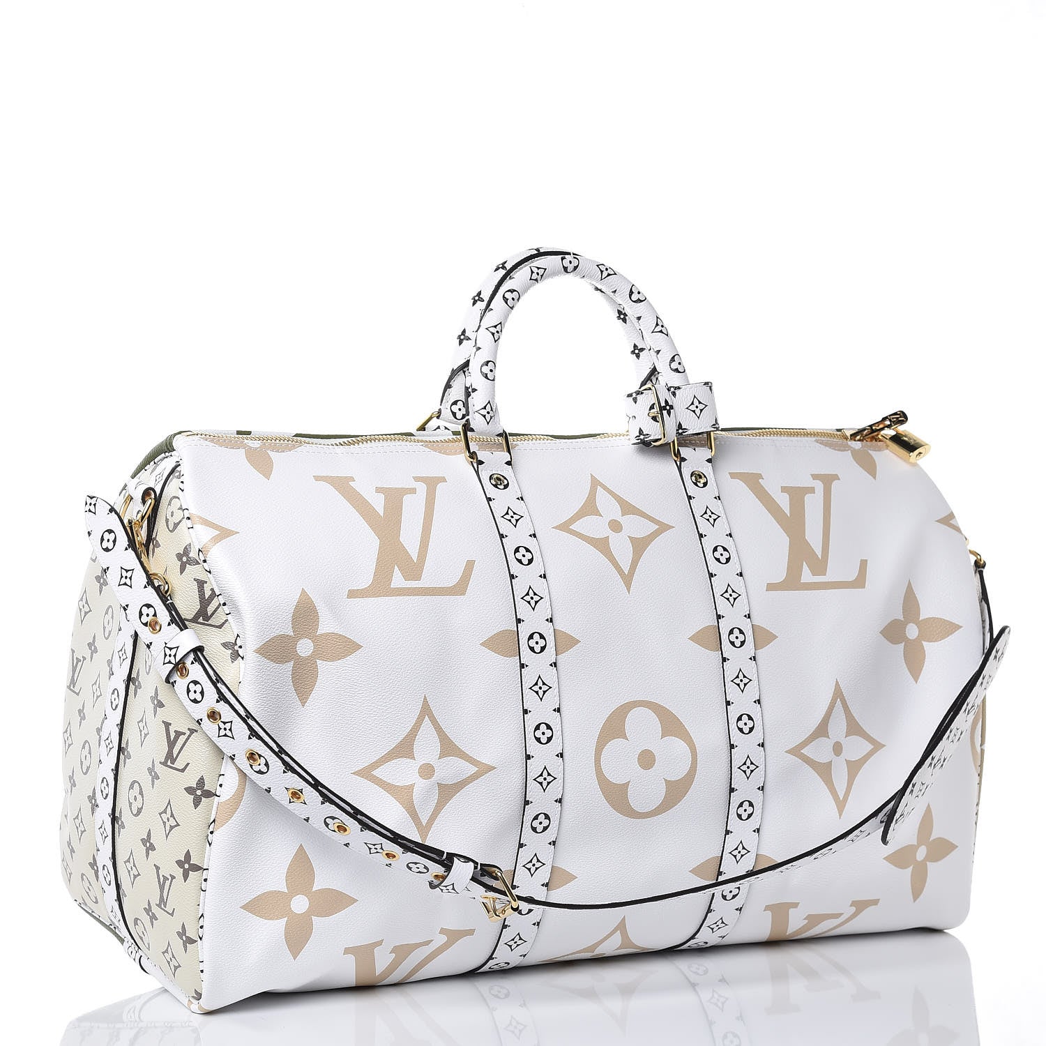 Louis Vuitton Monogram Giant Keepall Bandouliere 50 Kaki Beige 3 of 7