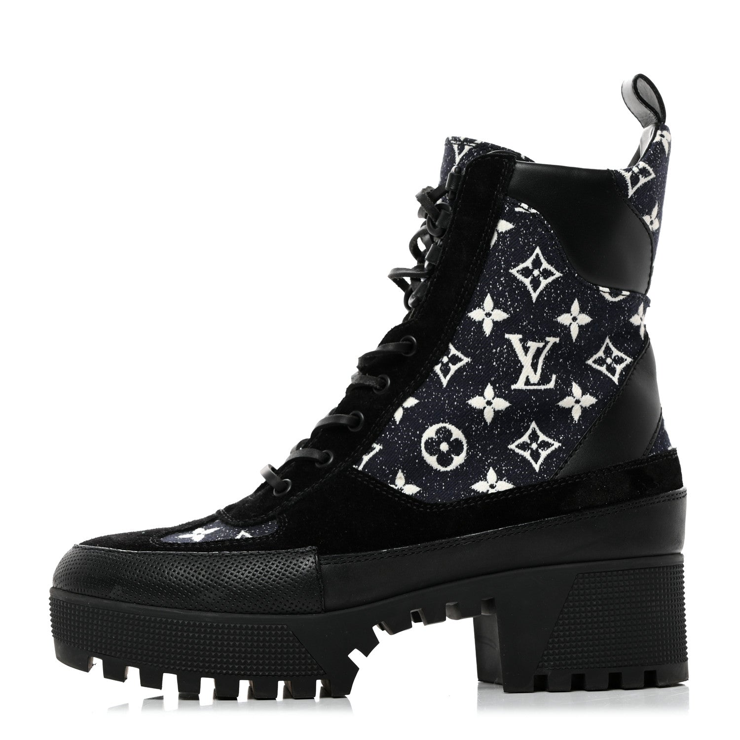 Louis Vuitton LOUIS VUITTON Calfskin Monogram Denim Laureate Platform Desert Boots 41 Grey 1 of 8