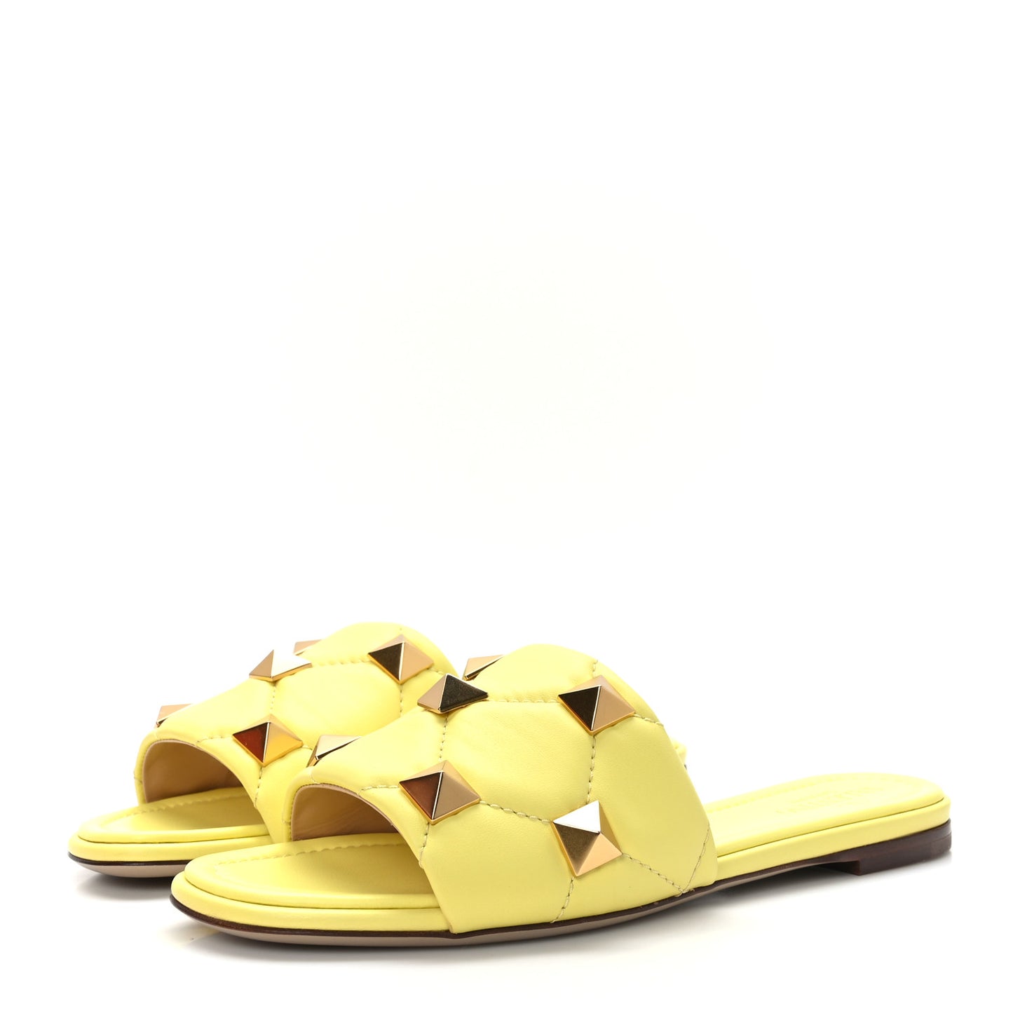 Nappa Roman Stud Flat Slide Sandals 37 Lime Sorbet