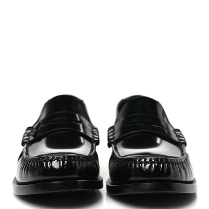 Saint Laurent Glazed Calfskin Chunky Le Loafer Penny Slippers 38.5 Black 3 of 10