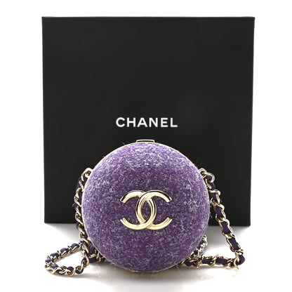 Chanel Tweed Minaudiere Round Chain Clutch Purple 11 of 11