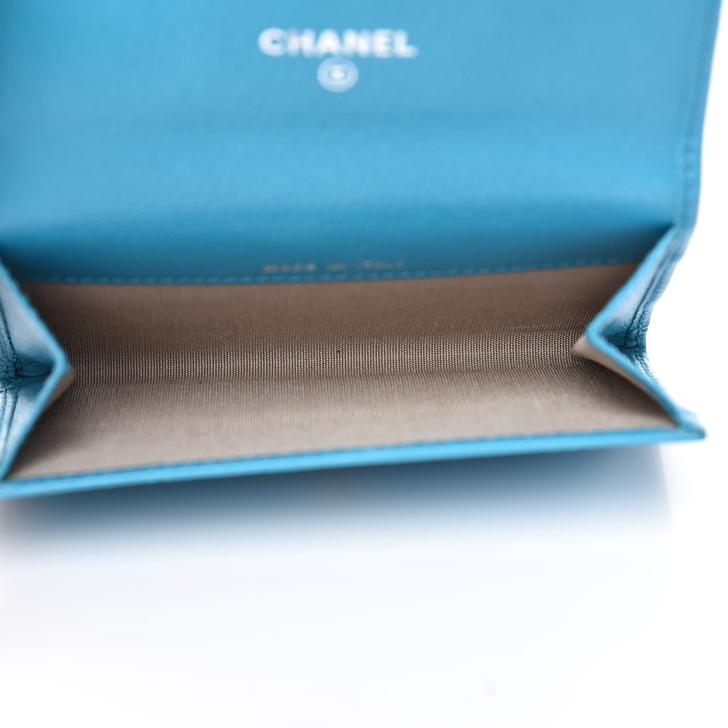 Chanel Goatskin Camellia Embossed Card Holder Turquoise 5 of 11