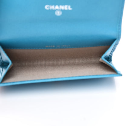 Chanel Goatskin Camellia Embossed Card Holder Turquoise 5 of 11