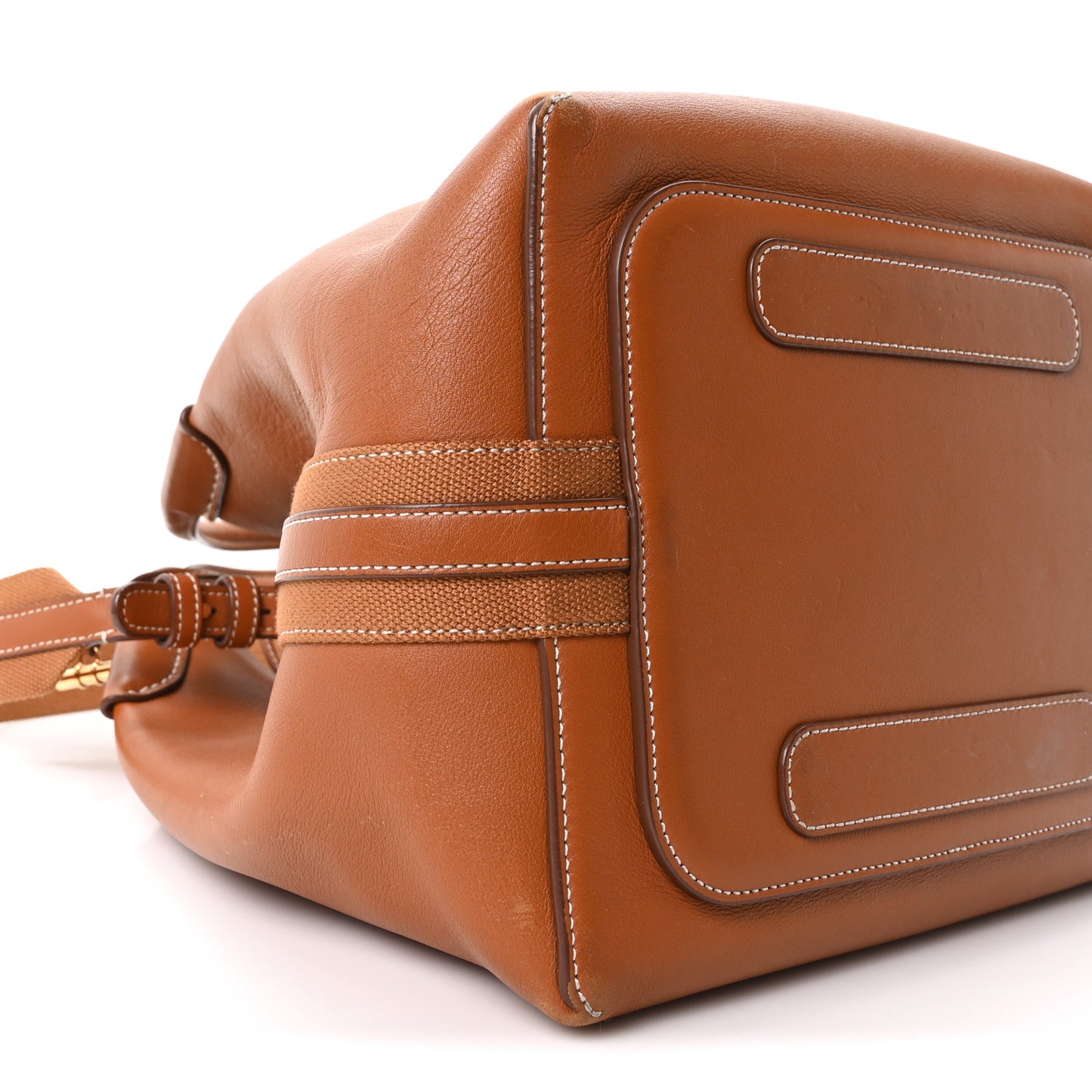 Grained Calfskin Large Bale Bag Cognac