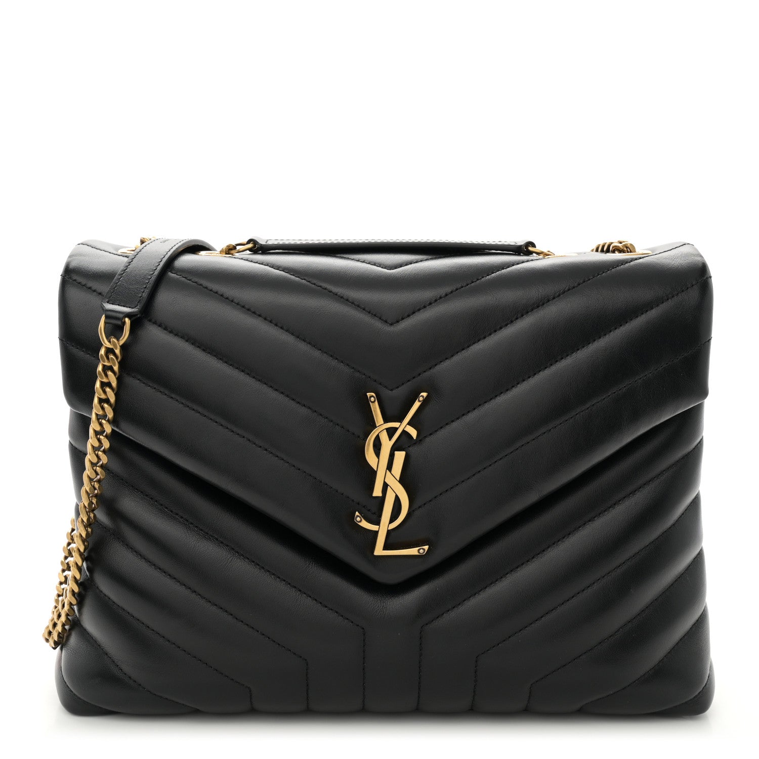 Saint Laurent Calfskin Y Quilted Monogram Medium Loulou Chain Satchel Black 1 of 13