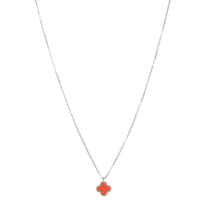 Van Cleef & Arpels 18K Rose Gold Carnelian Sweet Alhambra Pendant Necklace 1 of 6