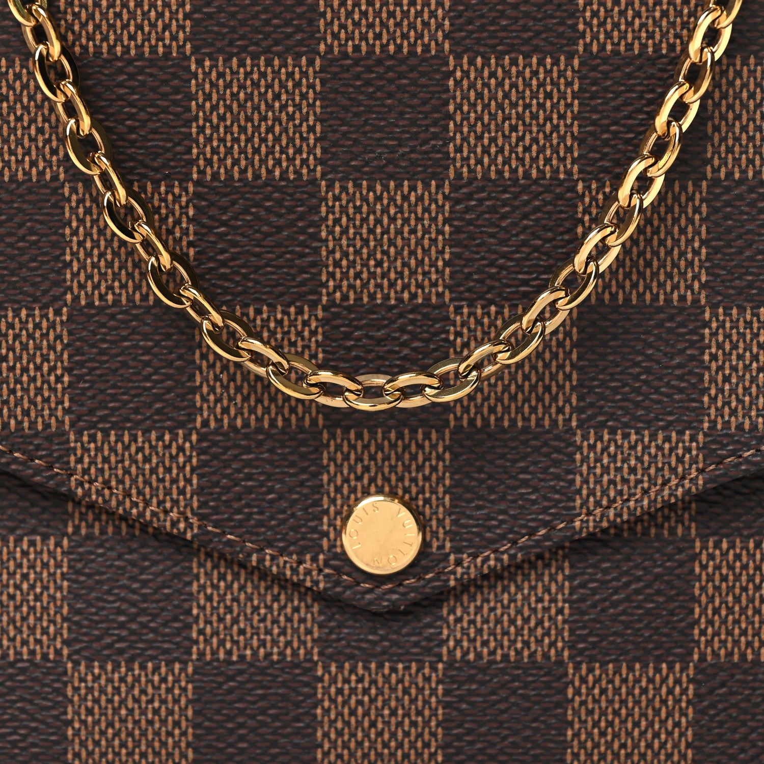 Louis Vuitton Damier Ebene Pochette Felicie Chain Wallet 8 of 11